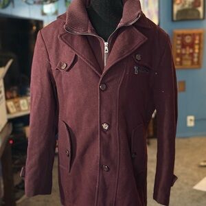 Men's Burgundy Wool Coat